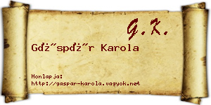 Gáspár Karola névjegykártya