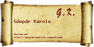 Gáspár Karola névjegykártya